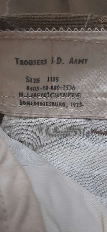 ** ORIGINAL- 1970s SADF Step-Out Uniform Trousers ( Army Size : 32 35).**