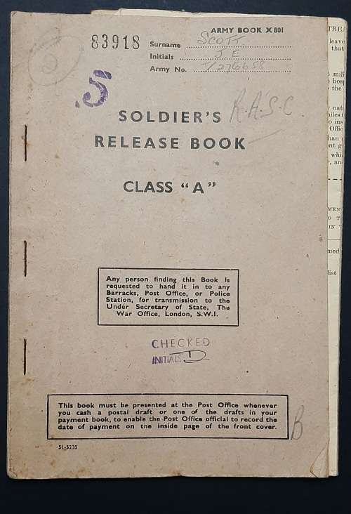 ** ORIGINAL- WWII British Army Soldier`s Release Book and .925 Sterling Silver ID Bracelet.**
