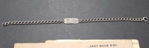 ** ORIGINAL- WWII British Army Soldier`s Release Book and .925 Sterling Silver ID Bracelet.**