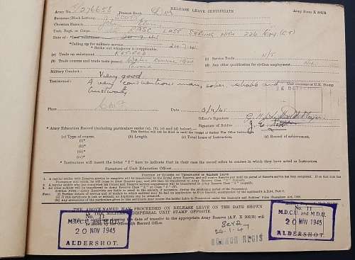 ** ORIGINAL- WWII British Army Soldier`s Release Book and .925 Sterling Silver ID Bracelet.**