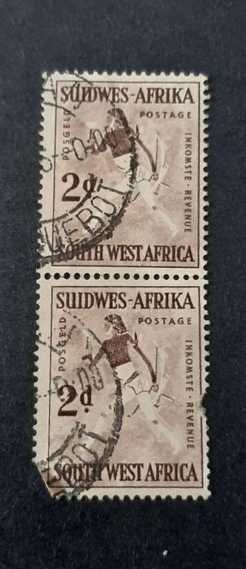 ** 1954 SWA 2d Cave Paintings Stamp Pair (Used).**