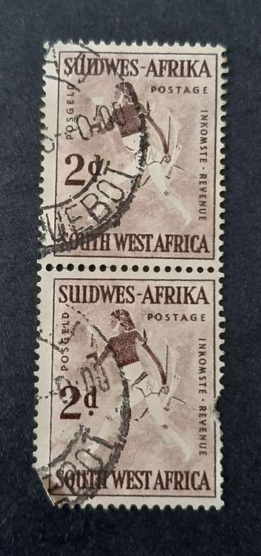 ** 1954 SWA 2d Cave Paintings Stamp Pair (Used).**