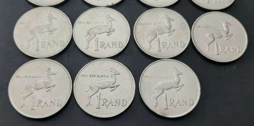 ** 1988 South Africa Bulk Lot of 19 x Nickel R1 Coins  [Circulated] (F/VG).**