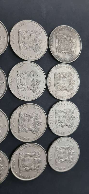 ** 1988 South Africa Bulk Lot of 19 x Nickel R1 Coins  [Circulated] (F/VG).**