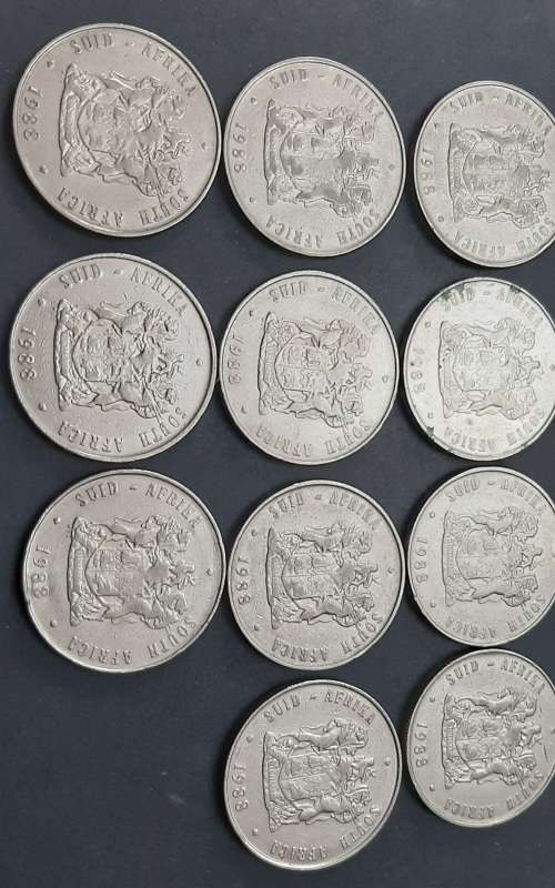 ** 1988 South Africa Bulk Lot of 19 x Nickel R1 Coins  [Circulated] (F/VG).**