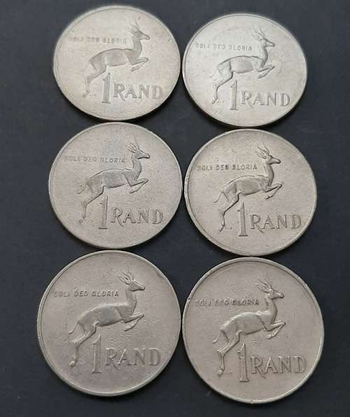 ** 1981 South Africa Lot x 6  Nickel R1 Coins [Circulated] (F / VG).**