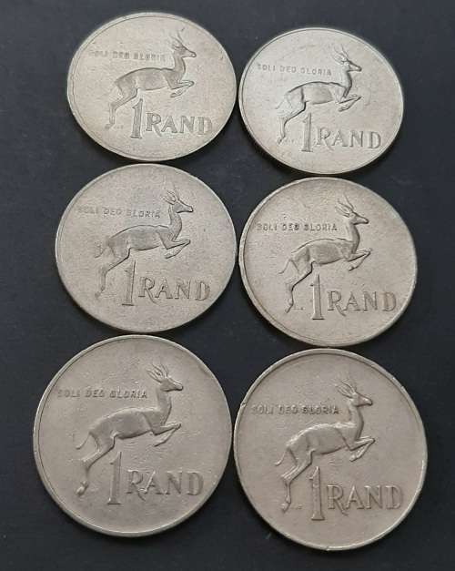 ** 1981 South Africa Lot x 6  Nickel R1 Coins [Circulated] (F / VG).**