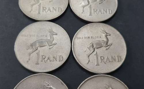 ** 1981 South Africa Lot x 6  Nickel R1 Coins [Circulated] (F / VG).**