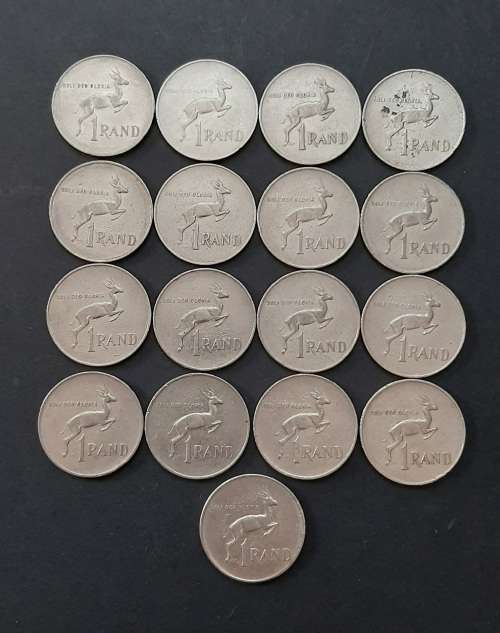 ** 1977/78  South Africa Bulk Lot  17 x Nickel R1 Coins [Circulated] (F/VG).**