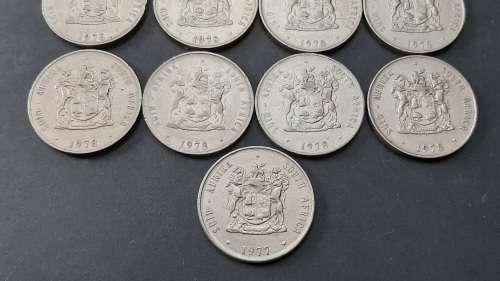 ** 1977/78  South Africa Bulk Lot  17 x Nickel R1 Coins [Circulated] (F/VG).**