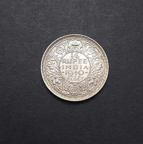 ** 1940 India ¼ Rupee .500 Silver Coin #1  ( XF ) [Uncirculated].**