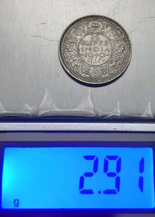 ** 1940 India ¼ Rupee .500 Silver Coin #1  ( XF ) [Uncirculated].**