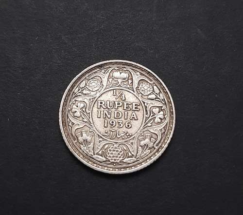 ** 1936  India ¼ Rupee .917 Silver Coin  ( VF/ XF ) [Circulated].**