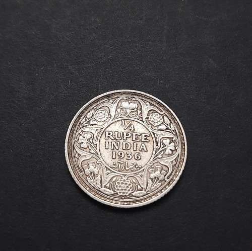 ** 1936  India ¼ Rupee .917 Silver Coin  ( VF/ XF ) [Circulated].**