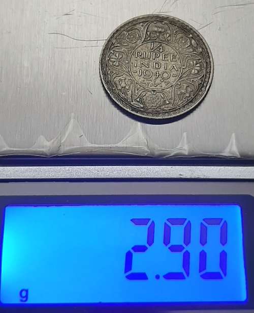 ** 1940 India ¼ Rupee .500 Silver Coin #2  ( XF ) [Uncirculated].**