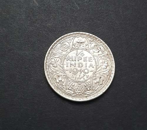 ** 1940 India ¼ Rupee .500 Silver Coin #4  ( XF ) [Uncirculated].**