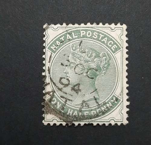 ** 1884 QV Natal Postage Green One Half-Penny Stamp (Used).**