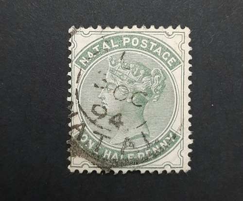 ** 1884 QV Natal Postage Green One Half-Penny Stamp (Used).**