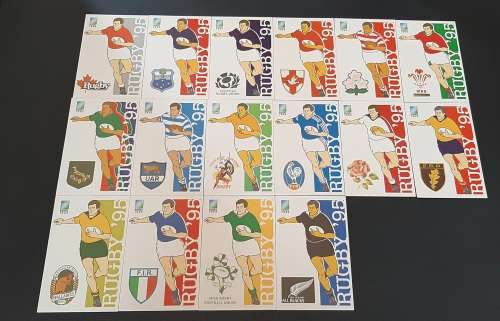 ** ORIGINAL: 1995 Rugby World Cup South Africa Post-Cards x 16  Full Set (MINT STATE).**