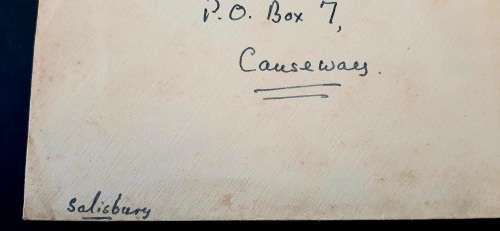 ** RARE : 1953 Rhodesia 2d Stamp Letter Cover addressed to BSAP Commissioner Colonel A.S. Hickman.**