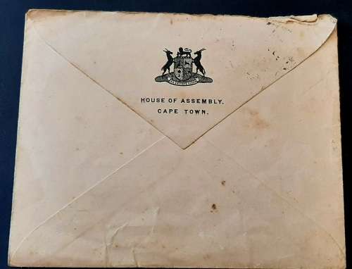 ** ORIGINAL: 1945 South Africa Volksraad/House of Assembly Cape Town Official Letter Cover.**