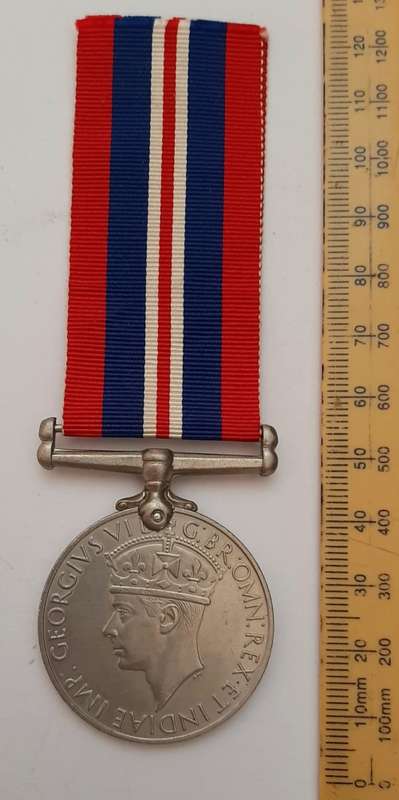 ** ORIGINAL: WW2  1939-1945 War Medal w/ Full-Length Ribbon #3 **