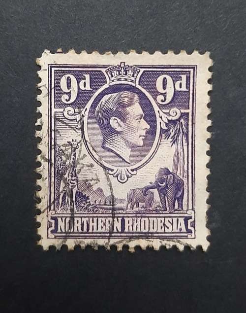 ** 1938 Northern Rhodesia 9d Purple KGVI Stamp (Used).**