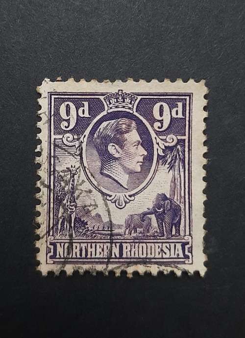 ** 1938 Northern Rhodesia 9d Purple KGVI Stamp (Used).**