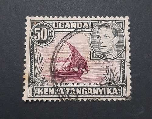 **1938 Uganda, Kenya, Tanganyika 50c KGVI Stamp (Used).**