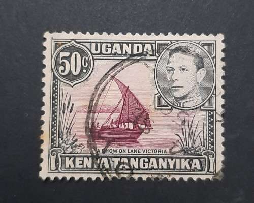 **1938 Uganda, Kenya, Tanganyika 50c KGVI Stamp (Used).**
