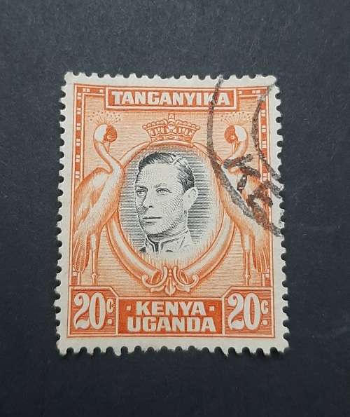 ** 1938 Tanganyika, Kenya, Uganda 20c KGVI Orange Stamp (Used).**