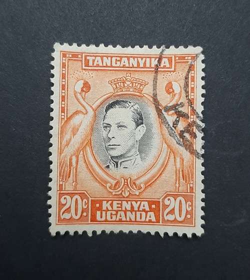 ** 1938 Tanganyika, Kenya, Uganda 20c KGVI Orange Stamp (Used).**