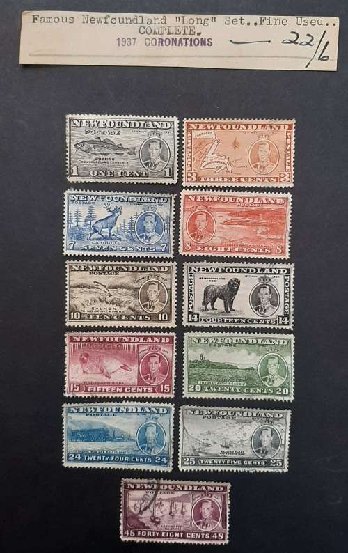 ** 1937 Newfoundland Coronation Complete Long Set Stamps (Used).**