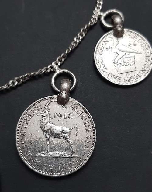 ** STUNNING:  1940s Southern Rhodesia .925 Silver Coin Rivière Ladies` Necklace (66.20 g).**
