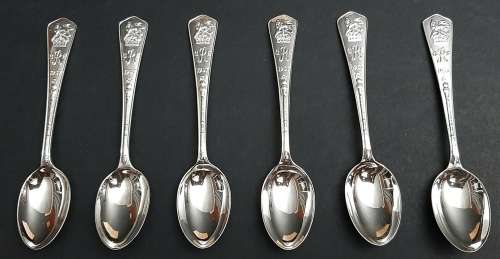 Stunning .925 Sterling Silver 1937 King George VI Coronation Tea Spoon Set (x6)