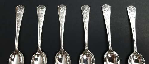 Stunning .925 Sterling Silver 1937 King George VI Coronation Tea Spoon Set (x6)