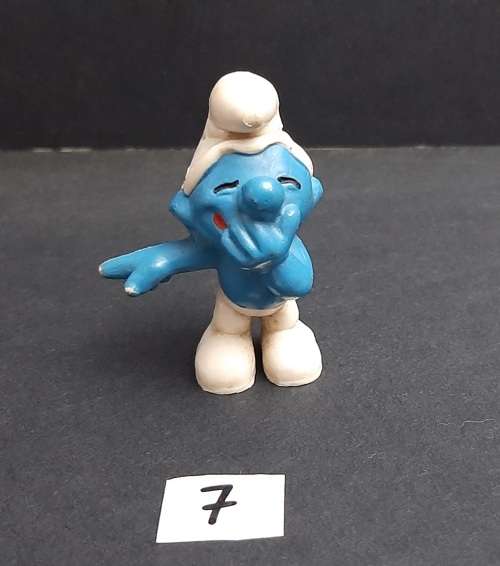 **  1970  ` Laughing Smurf` Figurine by Peyo #7  (Schleich, W. Germany)  [4cm]  **  