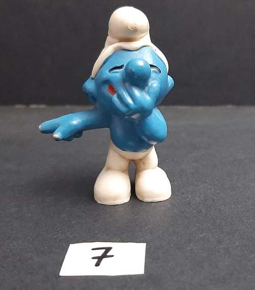 **  1970  ` Laughing Smurf` Figurine by Peyo #7  (Schleich, W. Germany)  [4cm]  **  