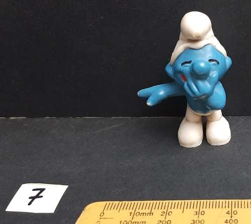 **  1970  ` Laughing Smurf` Figurine by Peyo #7  (Schleich, W. Germany)  [4cm]  **  