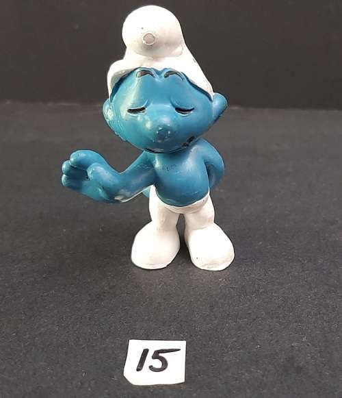 **  1960s  ` Standard Smurf` Figurine by Peyo #15  (Schleich, W. Germany)  [4cm]  **  