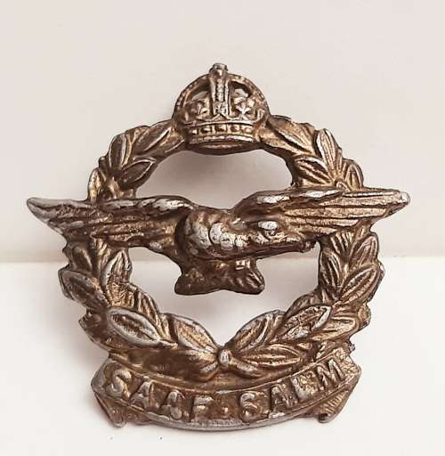 ** ORIGINAL: WW2 South African Air Force Pewter Cap Badge (Lugs Intact).**