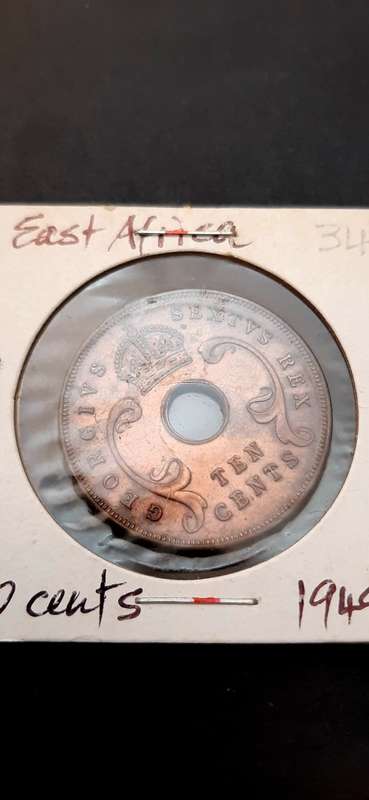 ** 1949 British East Africa 10 Cents Coin (Sealed) [ XF ].**