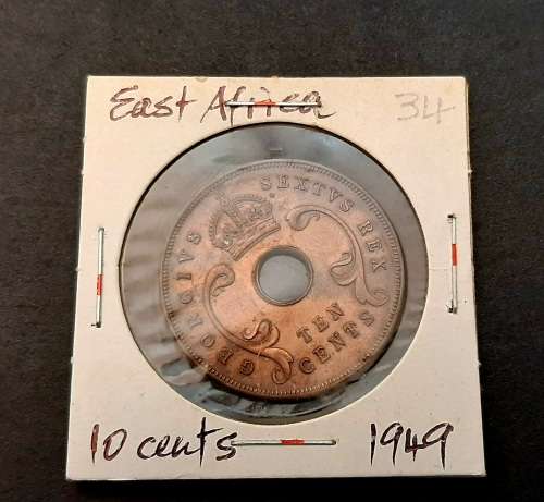 ** 1949 British East Africa 10 Cents Coin (Sealed) [ XF ].**