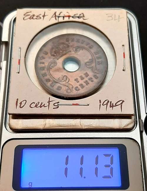 ** 1949 British East Africa 10 Cents Coin (Sealed) [ XF ].**