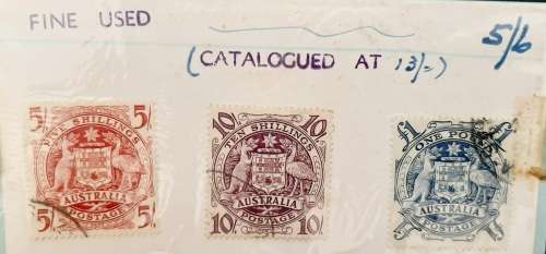** 1948 Australia Trio : 5 Shillings, 10 Shillings and 1 Pound Stamps (USED).**