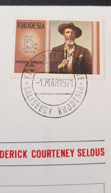 ** 1971 Rhodesia: Frederick Courteney Selous First Day Cover #1 (UNUSED).**