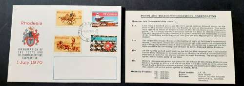 ** 1970 Rhodesia Posts and Telecommunications Corporation FDC #3  (UNUSED).**
