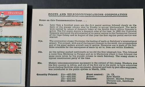 ** 1970 Rhodesia Posts and Telecommunications Corporation FDC #3  (UNUSED).**