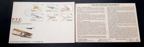 ** 1978 Rhodesia PTC 75th Anniversary of Powered Flight FDC (Used).**
