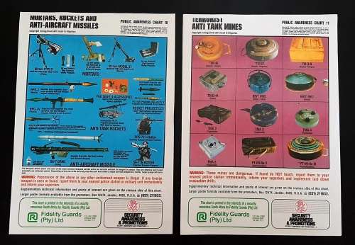 ** REPRODUCTION:  South Africa 1988 Terrorist Weapons Pamphlets (x 2).**